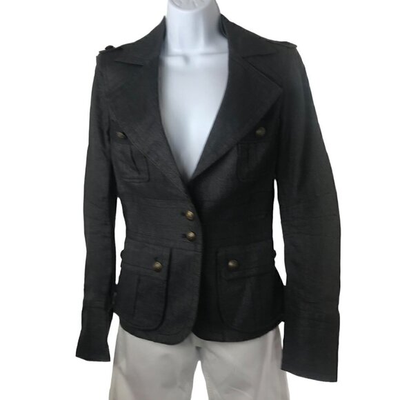 Alba Conde Women's Gray Lined Long Sleeve Tailored Short Blazer Jacket Size 38 - Picture 12 of 16
